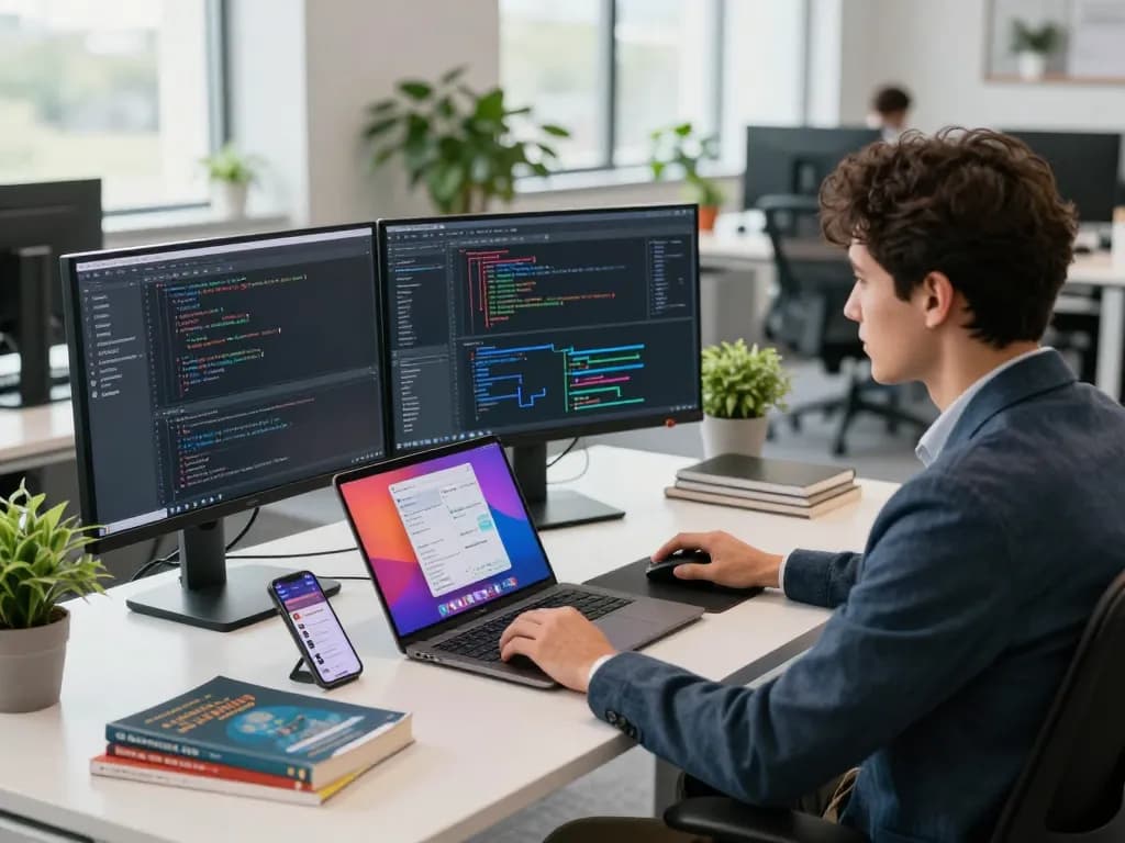 Developer working with Open Claw AI integration in a modern tech workspace.