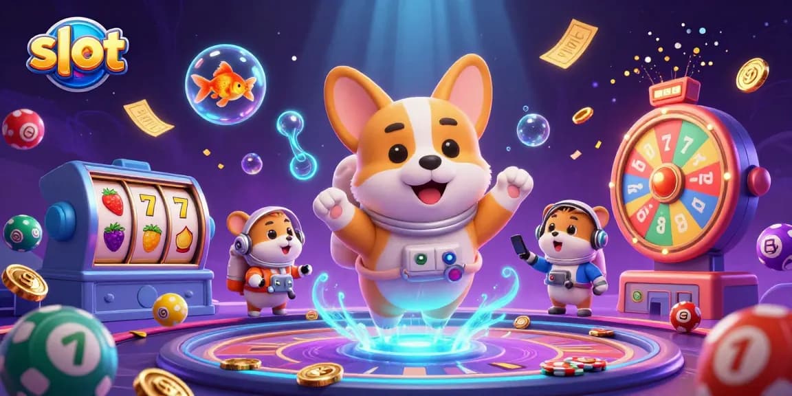 Spin slot machines and win big with a space-themed 3D casino adventure illustration.