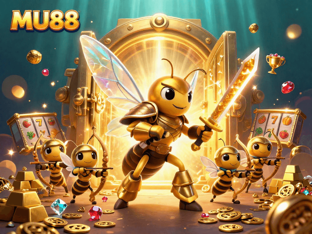 Discover winning adventures with MU88's captivating slot games in this vibrant fantasy scene.