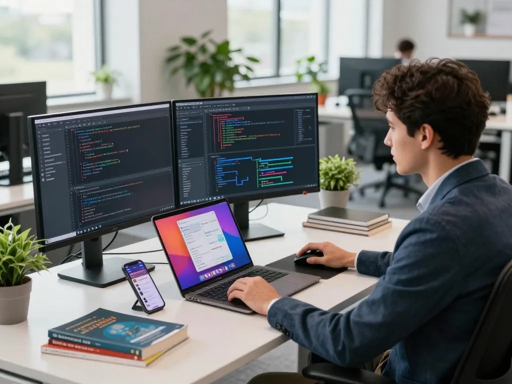 Developer working with Open Claw AI integration in a modern tech workspace.