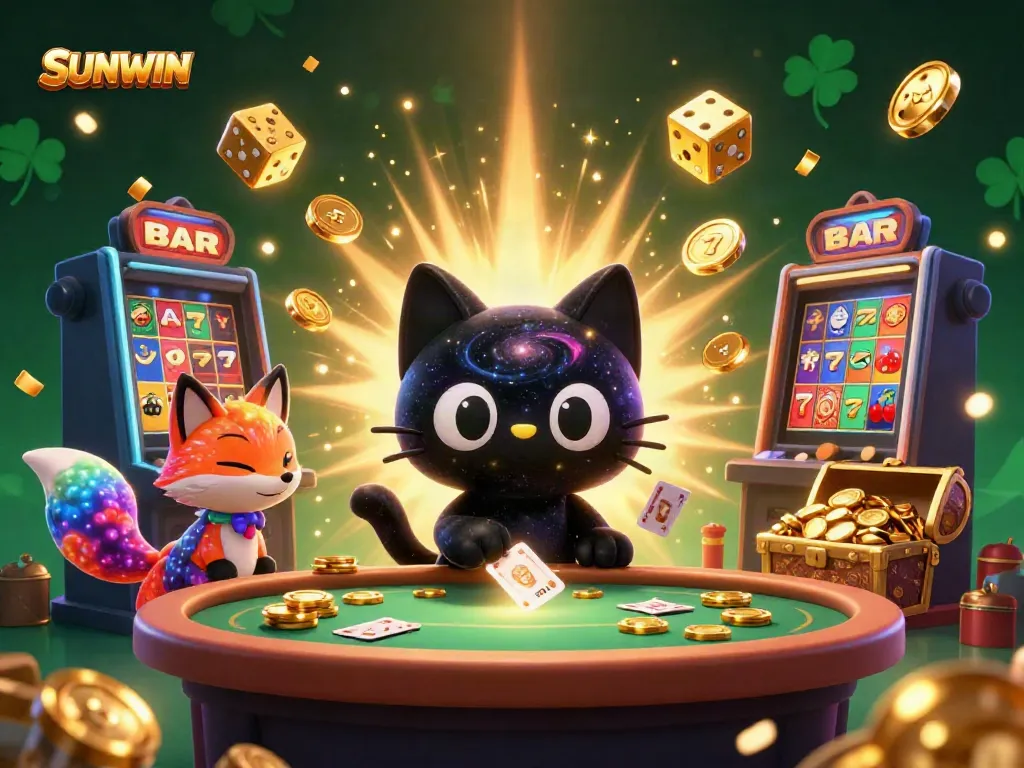 SUNWIN captivates with a 3D cosmic casino scene featuring vibrant characters and dynamic gameplay elements.
