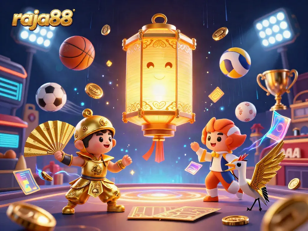 Engage in thrilling gameplay at raja88, featuring vibrant characters and dynamic casino game elements.