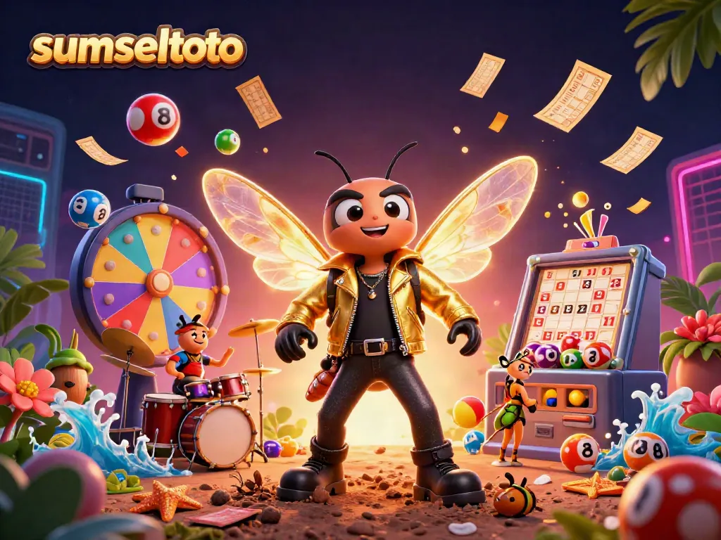 Experience winning at sumseltoto with a lively 3D rock star lottery scene.