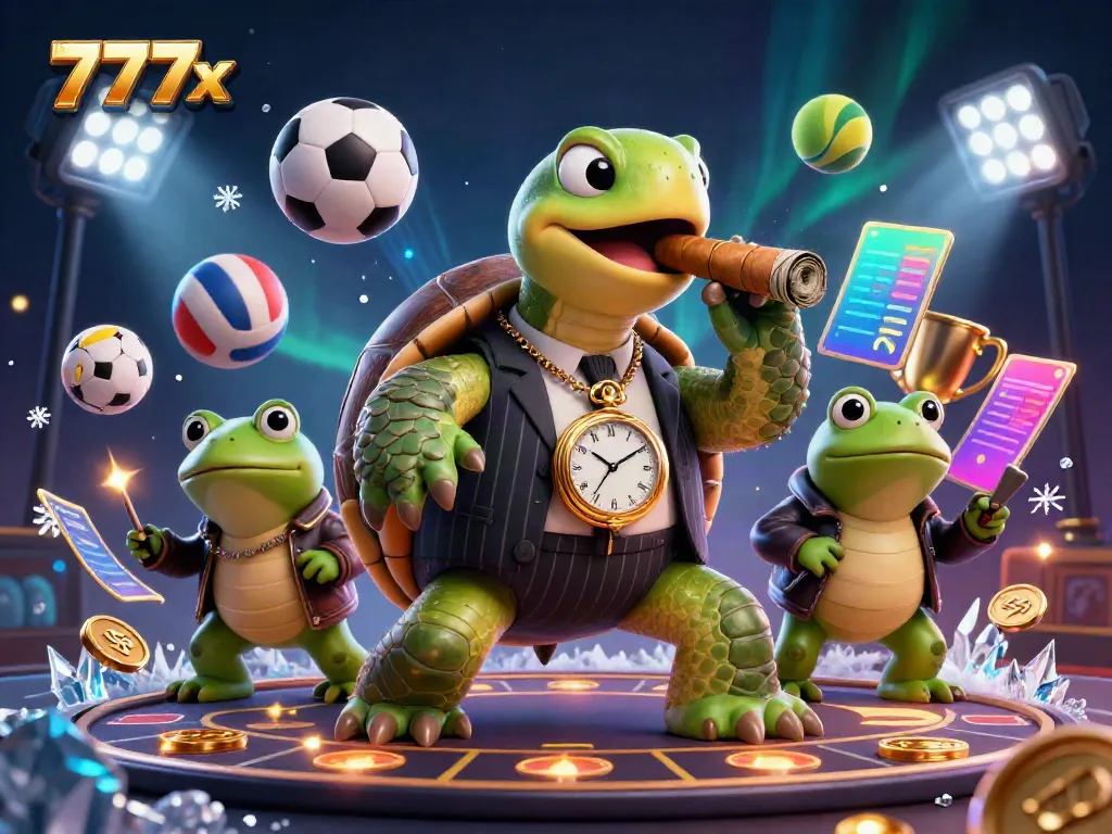 Experience the vibrant world of 777x with engaging casino elements and characters in a dynamic 3D scene.