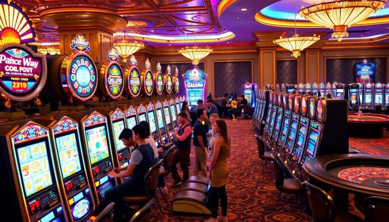 Players enjoying various Slot machines in a luxurious casino environment.