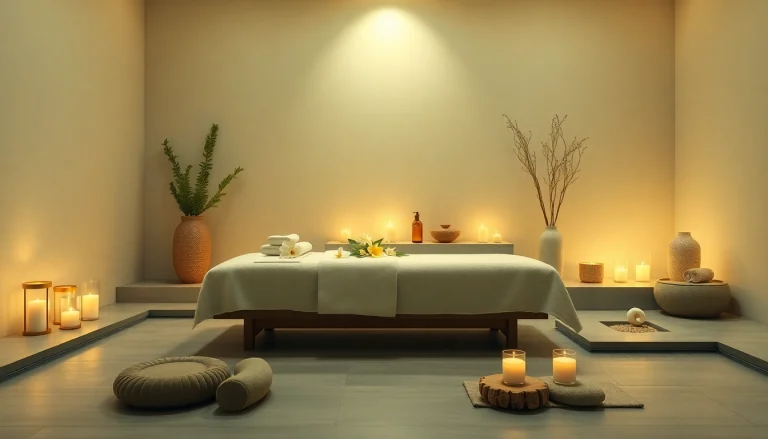 Spa Ads showcasing a tranquil massage setup with soft lighting and natural decor.