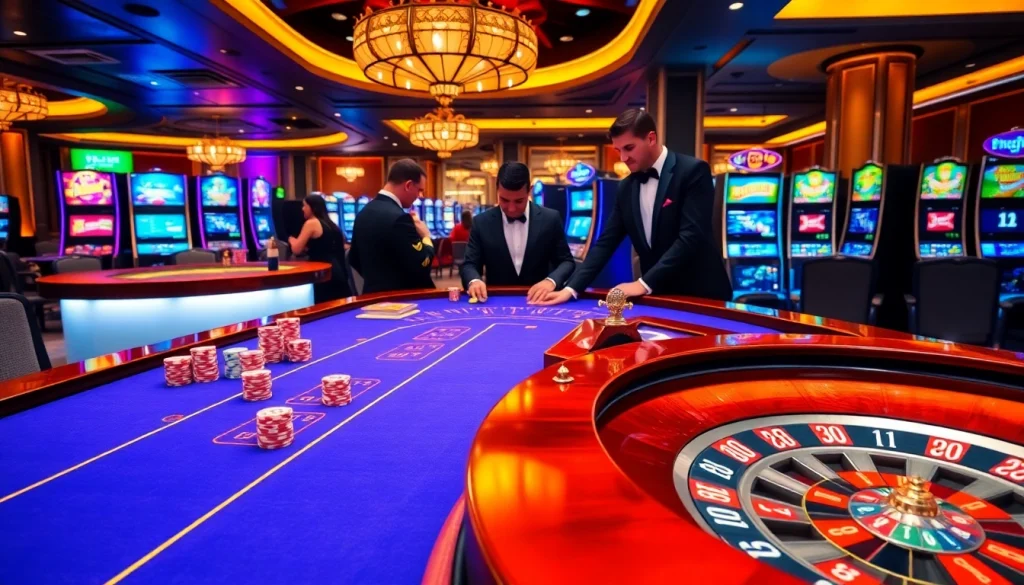 Experience the excitement at uk88.com with vibrant casino tables and players engaged in thrilling games.