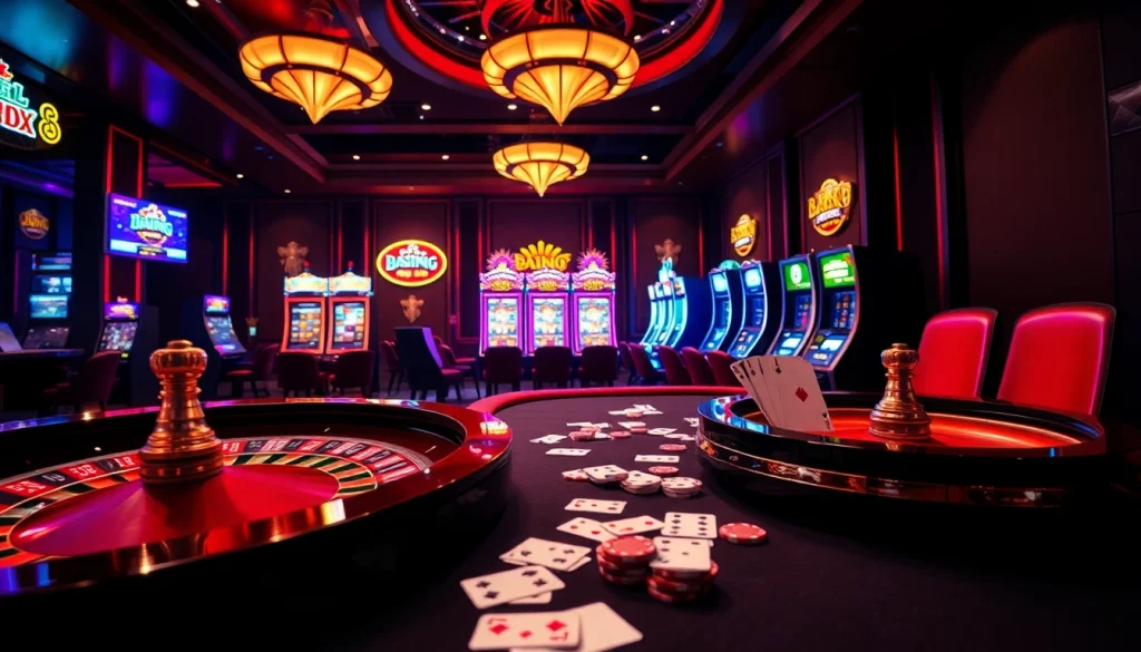 Experience high-stakes gaming at trang chủ uu88 with vibrant casino tables and exciting slot machines.