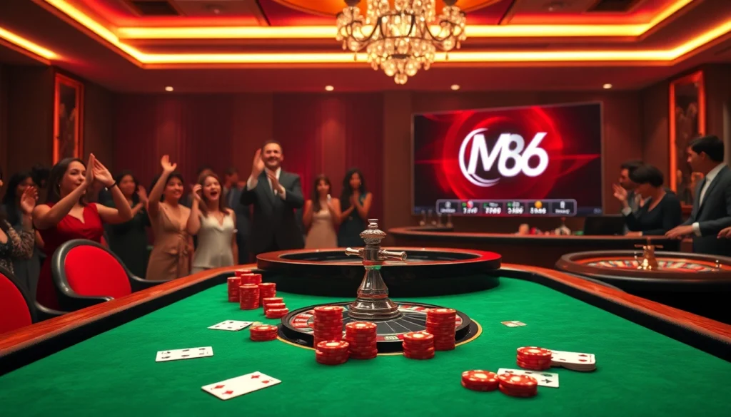 Engage with the vibrant MB 66 poker scene featuring immersive gambling elements in a luxurious casino.