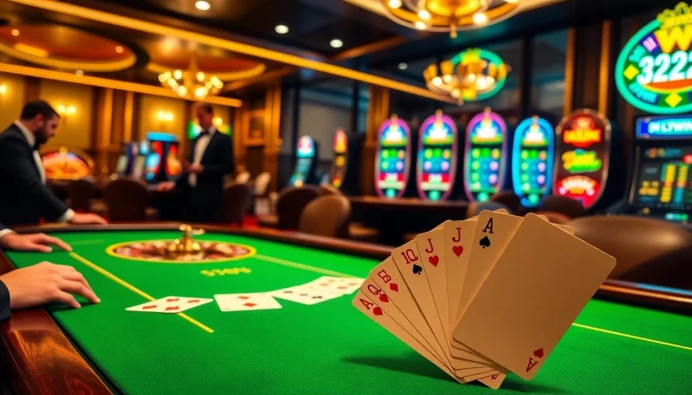 Players experiencing the thrill of poker with 52WIN at a luxurious casino table.
