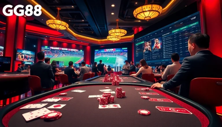 Experience thrilling gaming action at GG88 through engaging online bets and vibrant casino visuals.