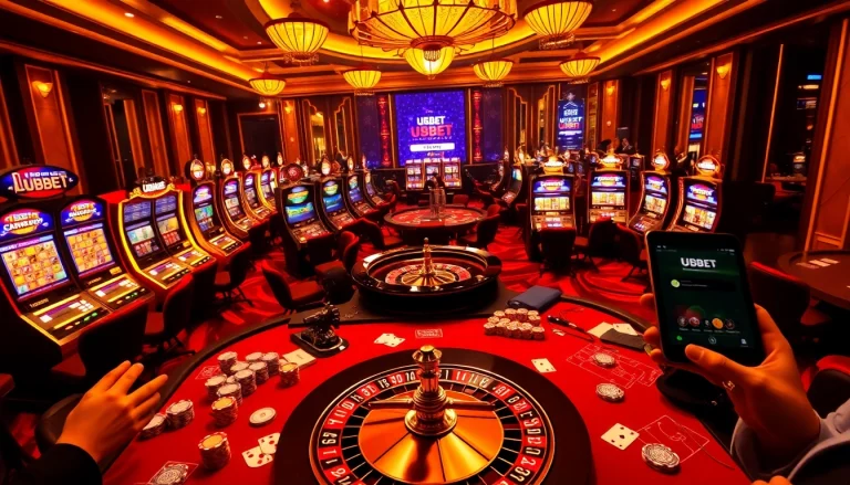 Intense gaming moments at nhà cái usbet casino, highlighting excitement and luxury.
