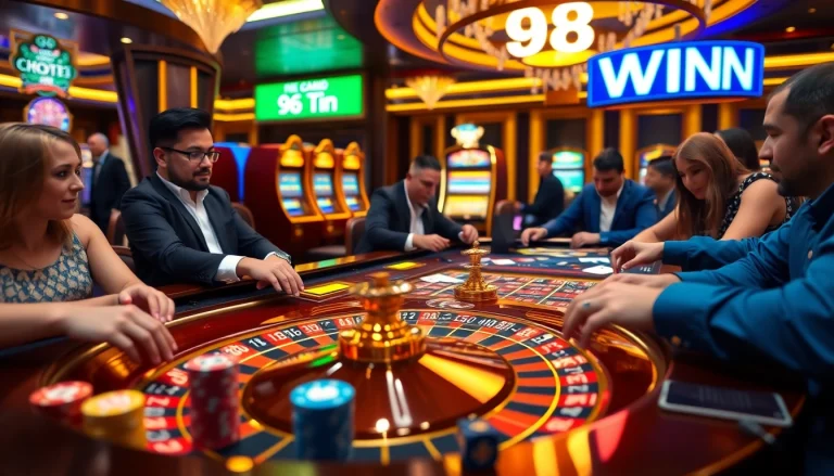 Experience the thrill of the casino with a vibrant scene showcasing 98 win excitement.