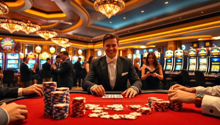 SUNWIN poker players engaged in an exciting game of high-stakes gambling, surrounded by luxury.