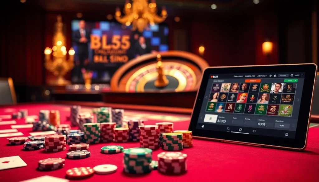 Experience thrilling gameplay at BL555 casino with vibrant chips and roulette wheel.