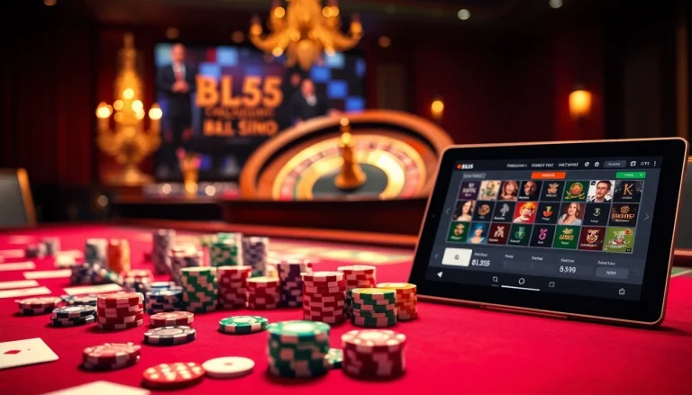 Experience thrilling gameplay at BL555 casino with vibrant chips and roulette wheel.