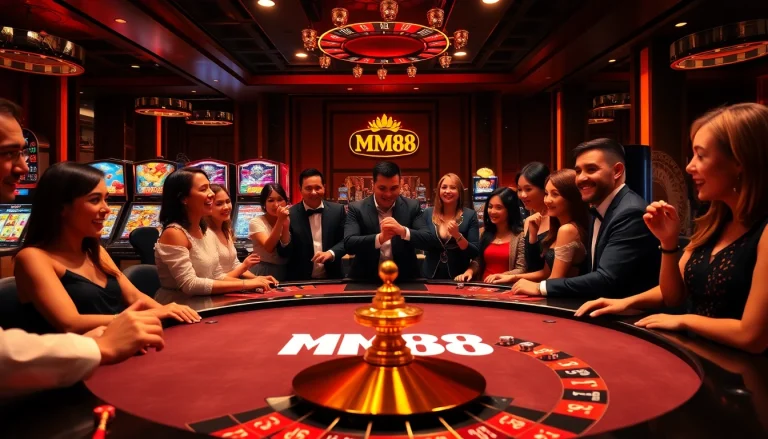 Exciting players engaging at the MM88 casino table, showcasing thrilling gambling action.