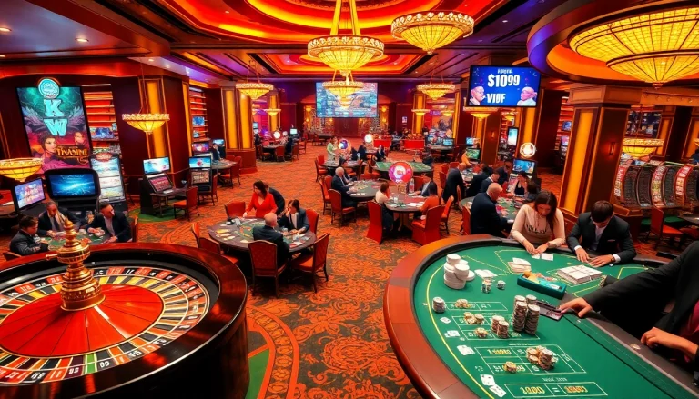 Experience the thrill of gambling at thabet77.org's luxurious casino featuring vibrant tables and intense gameplay.