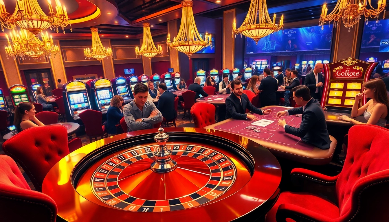 Experience the excitement of nhà cái xx88 with players engaging at a vibrant casino scene.