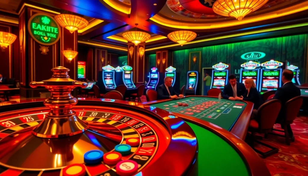 Experience thrilling gaming moments with Luck8882 at an elegant casino.