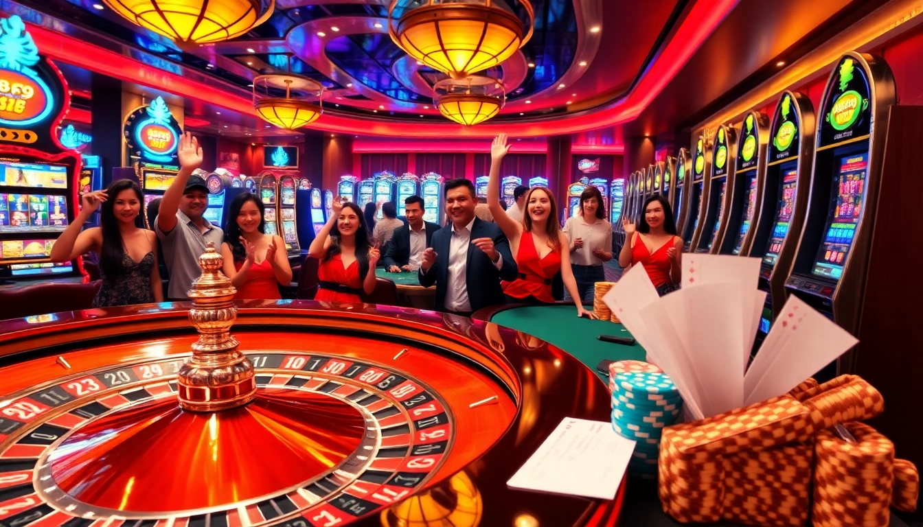 Exciting gambling scene at rr88 com casino with vibrant roulette wheel and enthusiastic players.