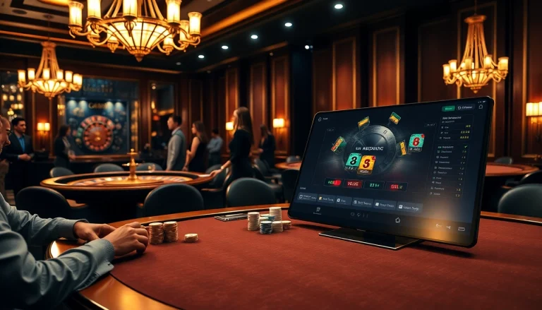 Exciting GK88 gambling scene with poker chips and modern online interface.