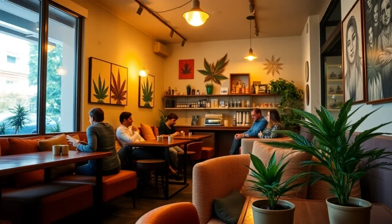 Relax in a Cannabis Coffee Shop Madrid with plush seating and artistic décor.