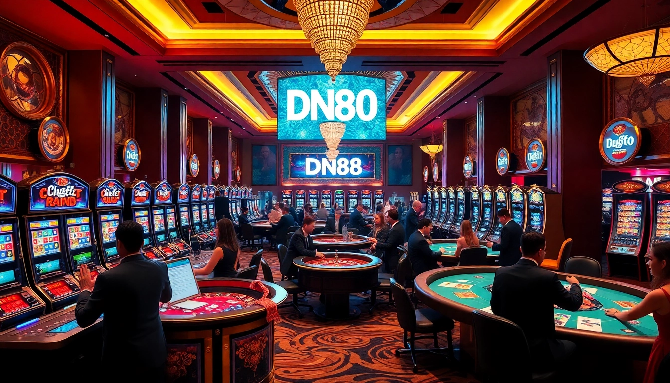 Experience high-stakes gambling at trang chủ dn88 with vibrant tables and thrilling slot machines.