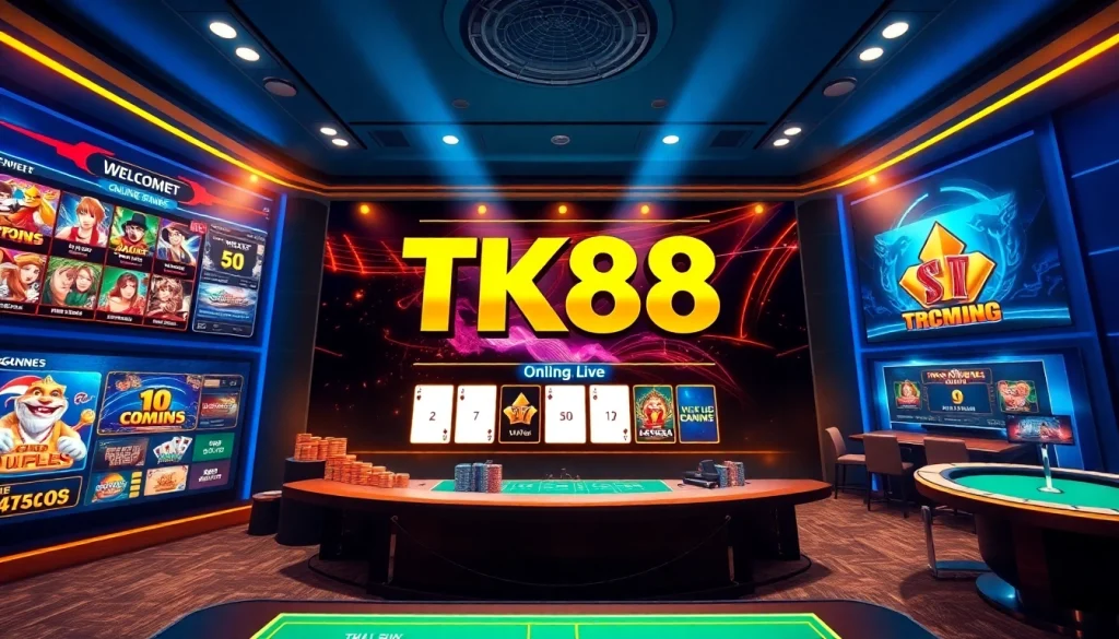Engaging online casino interface showcasing tk88win.live with vibrant game selection.