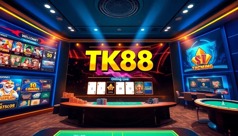 Engaging online casino interface showcasing tk88win.live with vibrant game selection.
