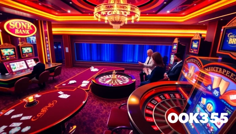 Engaging players at Nhà cái OK365 with vibrant casino tables and winning excitement.