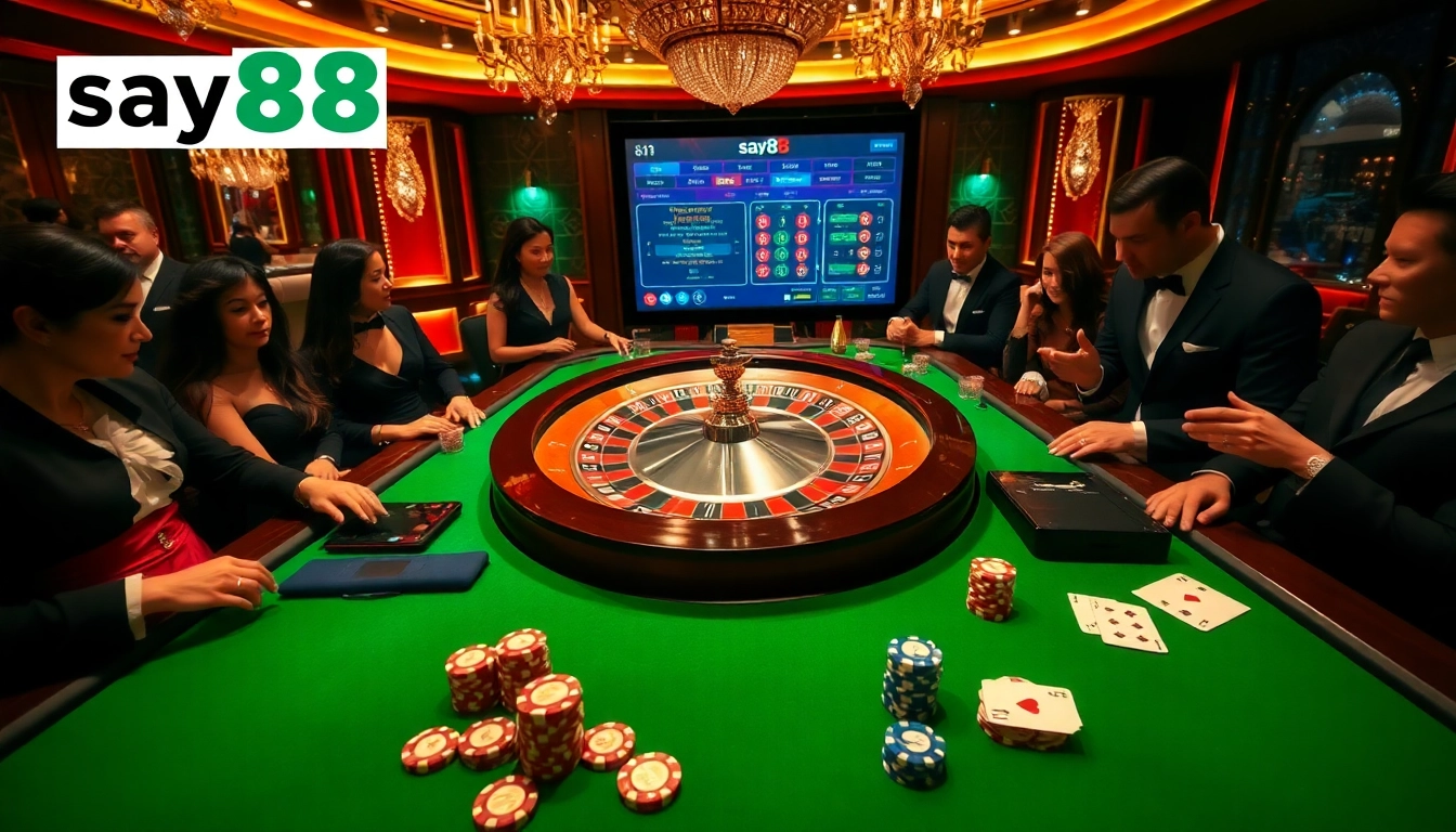 Experience the thrill of say88 at a luxurious casino, featuring exciting roulette action and lively gameplay.