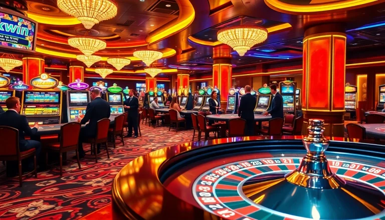 Players enjoying a thrilling moment at the roulette table in KWIN Casino, surrounded by vivid gaming action.