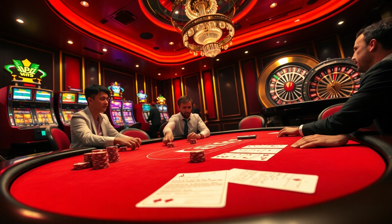 Experience the excitement of high-stakes poker at MB 66 casino, with players strategically betting and competing.