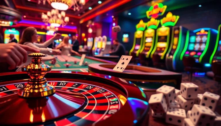 Experience the thrill of winning with okking at a luxurious casino table full of poker chips and cards.