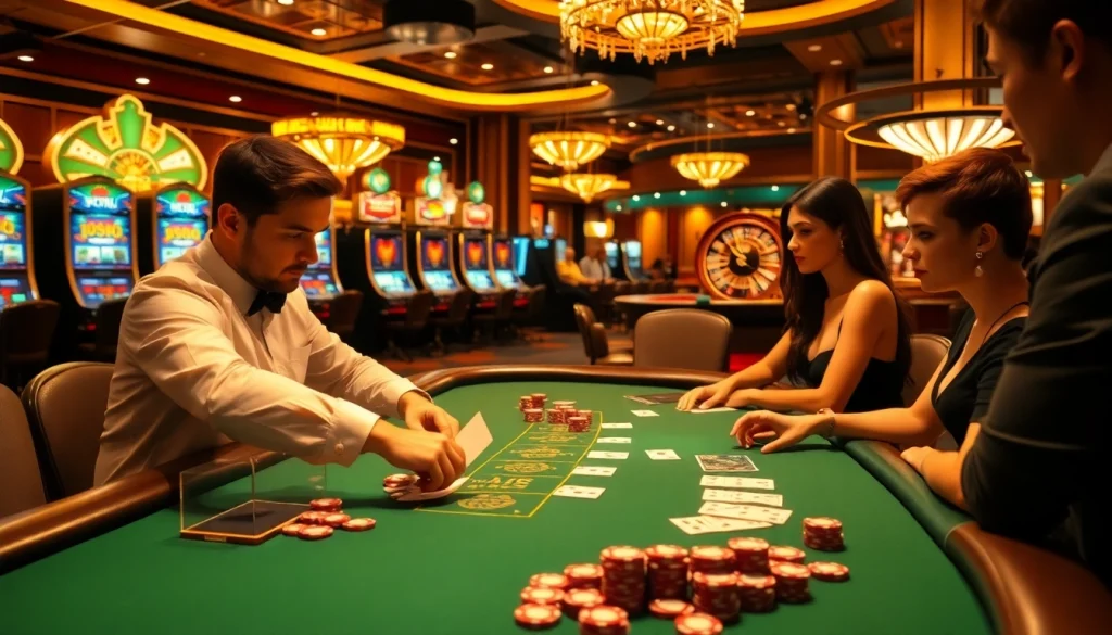 Feel the adrenaline at 79king with expert players enjoying high-stakes poker at a luxurious casino.