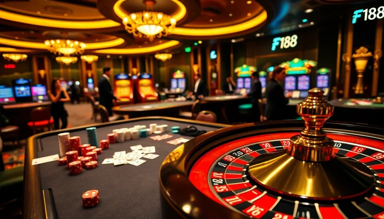 Experience the excitement of F 168 with vibrant casino tables and thrilling games.