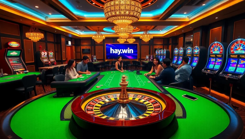 Experience excitement at hay.win with vibrant casino games and glowing poker chips.