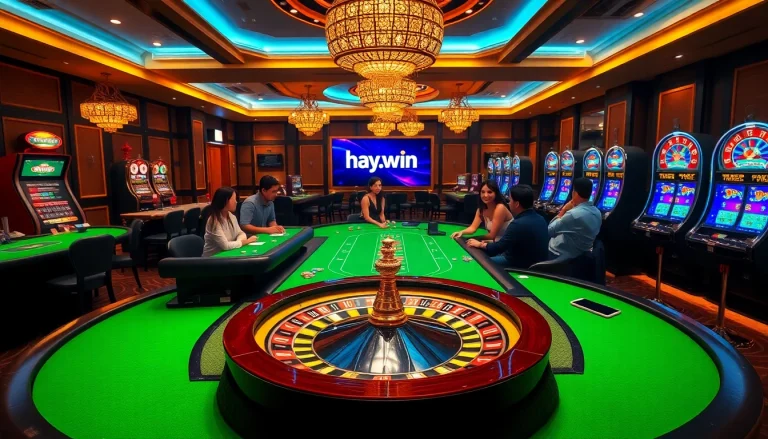 Experience excitement at hay.win with vibrant casino games and glowing poker chips.
