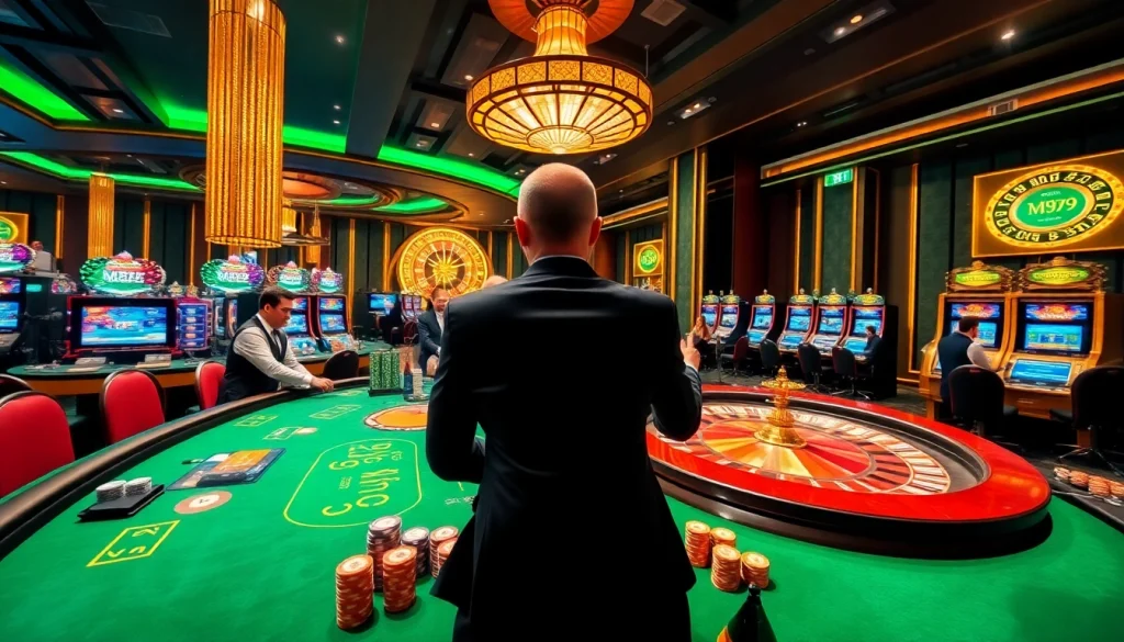 Players enjoy a thrilling poker game at MM99's luxurious casino tables.