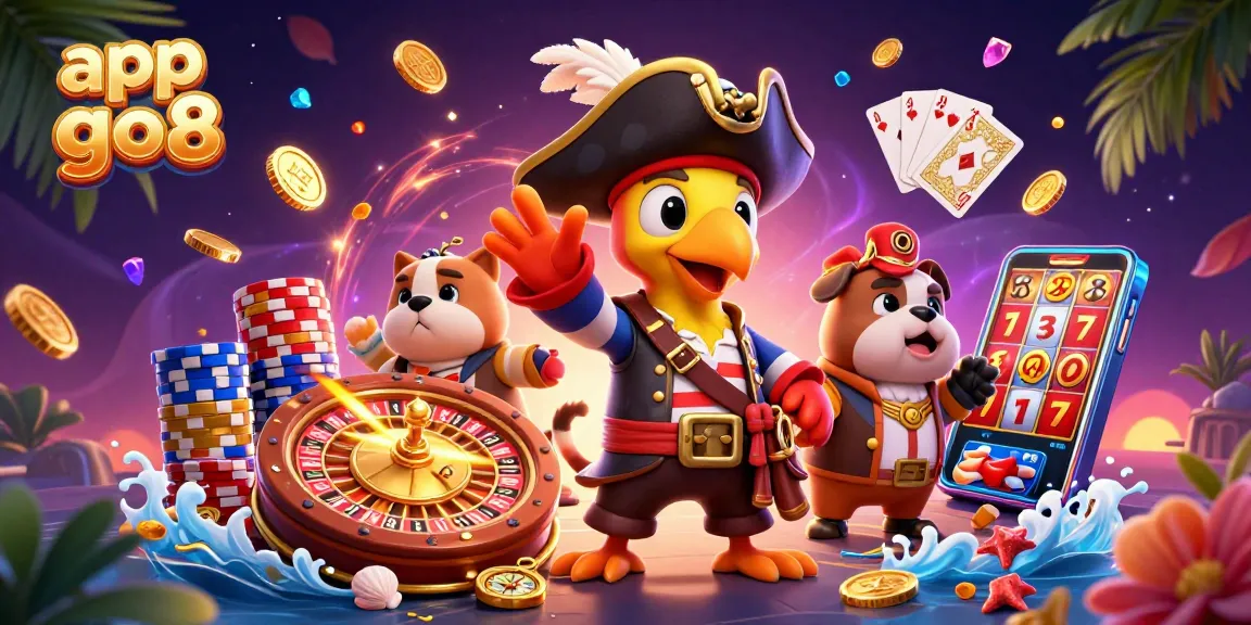 Win big with app go8, featuring 3D cartoon characters in an exciting casino adventure.