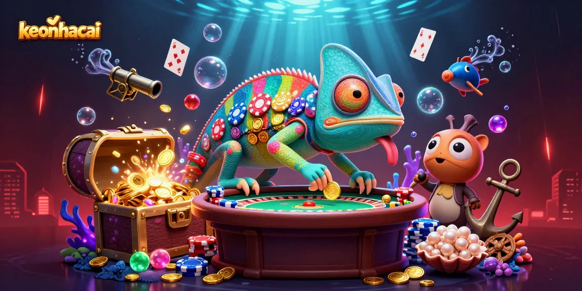 Experience thrilling action at keonhacai with vibrant chameleon casino owner in a dynamic setting.