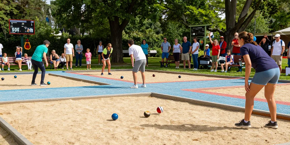Petanque tournament scene showcasing fopikotapalopo.org community engagement amidst natural surroundings.