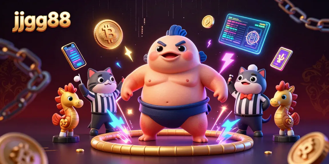 Engage with jjgg88's underwater casino scene showcasing a fugu wrestler and crypto-themed elements.