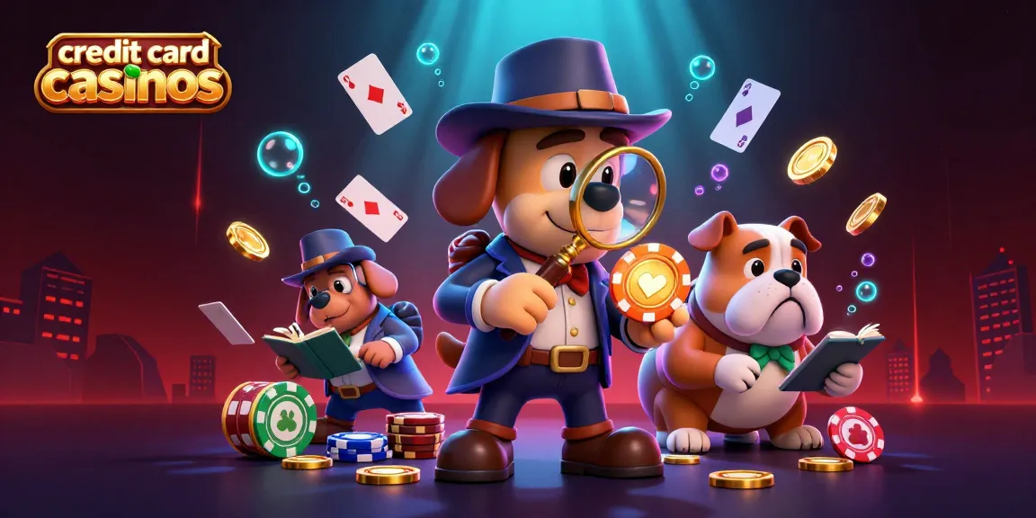 Experience exciting credit card casinos with playful characters exploring a vibrant gambling treasure scene.