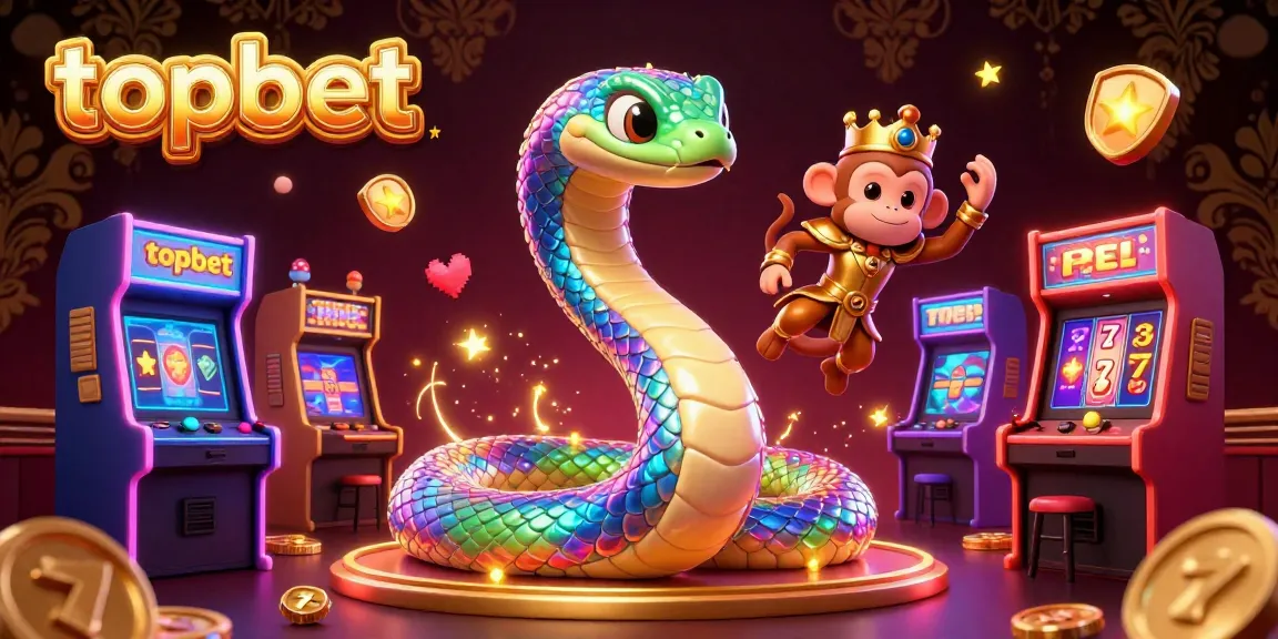 Experience the excitement of topbet with a vibrant 3D casino scene showcasing iconic gaming elements and lively characters.