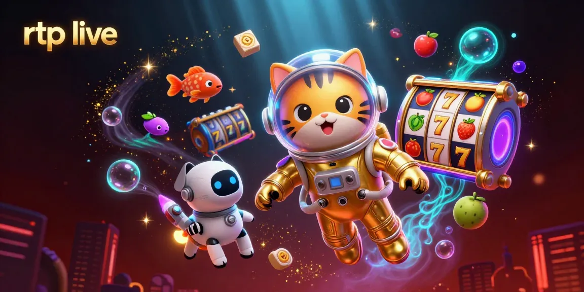 Engage with rtp live slots through a vibrant 3D illustration showcasing unique characters and casino elements.