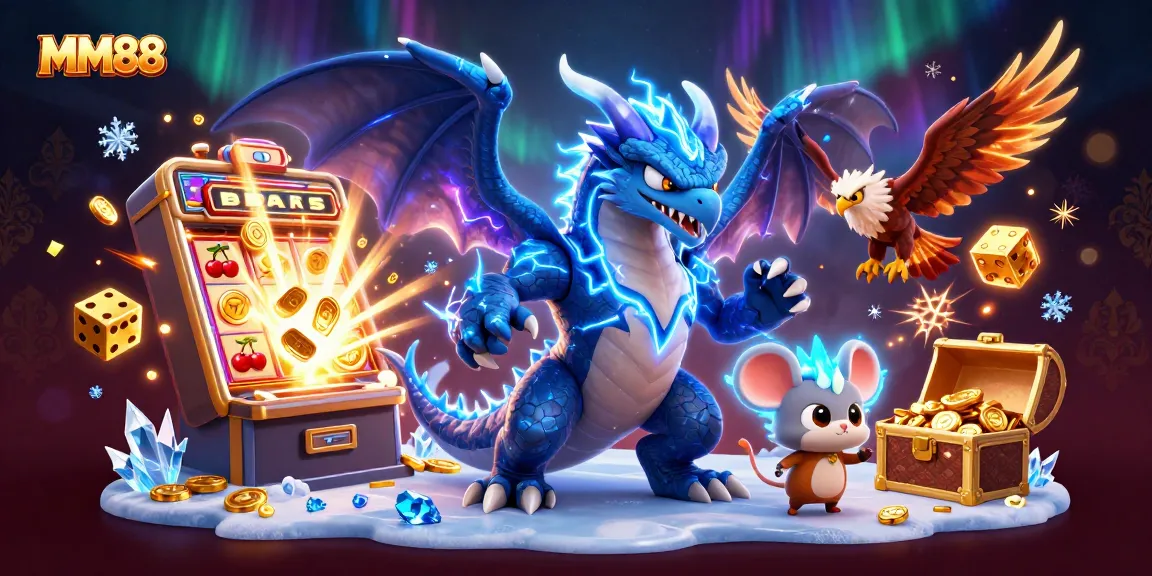 Experience the thrill of MM88 with a vibrant 3D casino scene featuring dynamic characters and jackpot elements.
